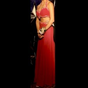 Two piece, chiffon, prom/pageant gown